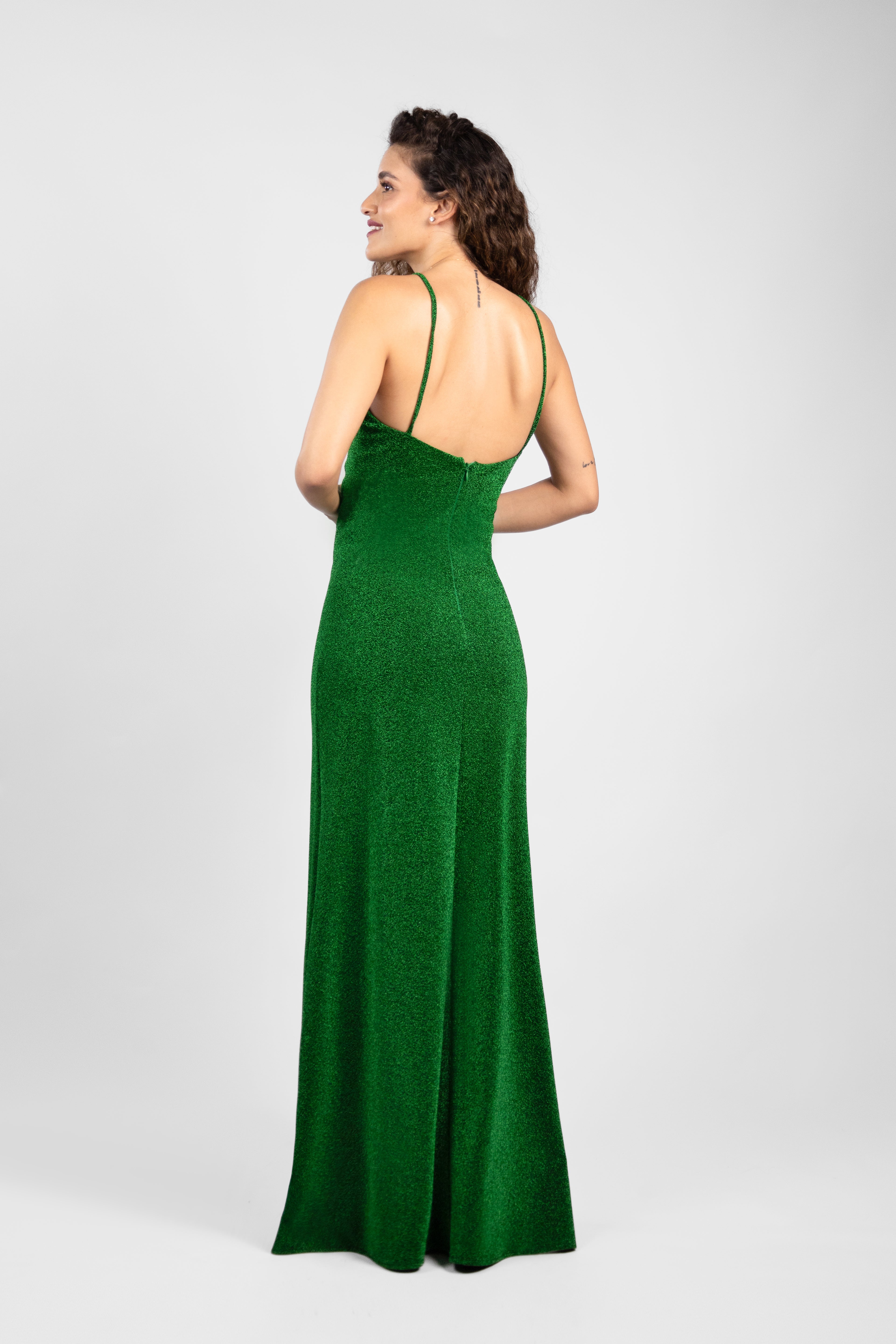 Emerald Green Sequin Evening Dress