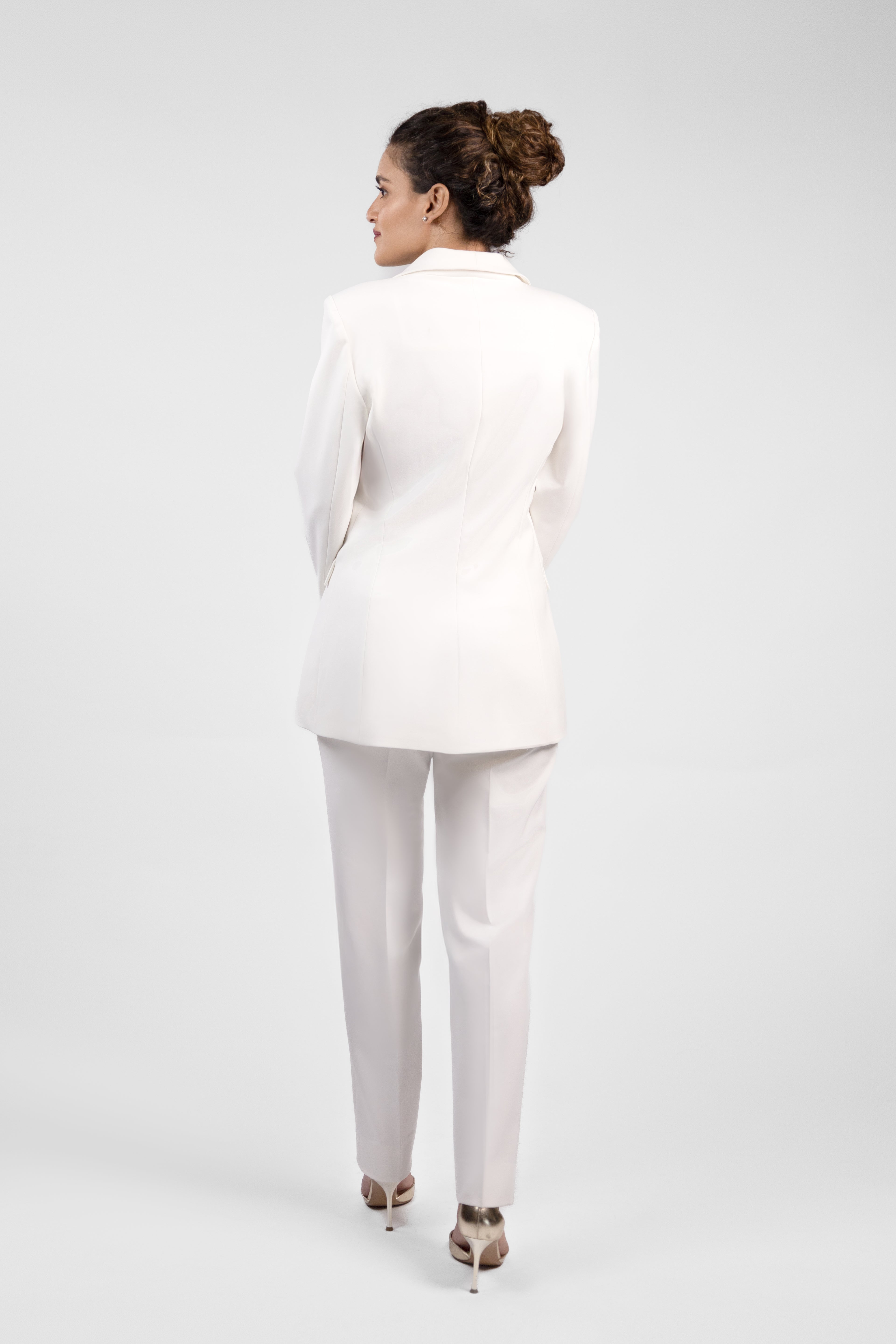 Elegant White Crepe Suit