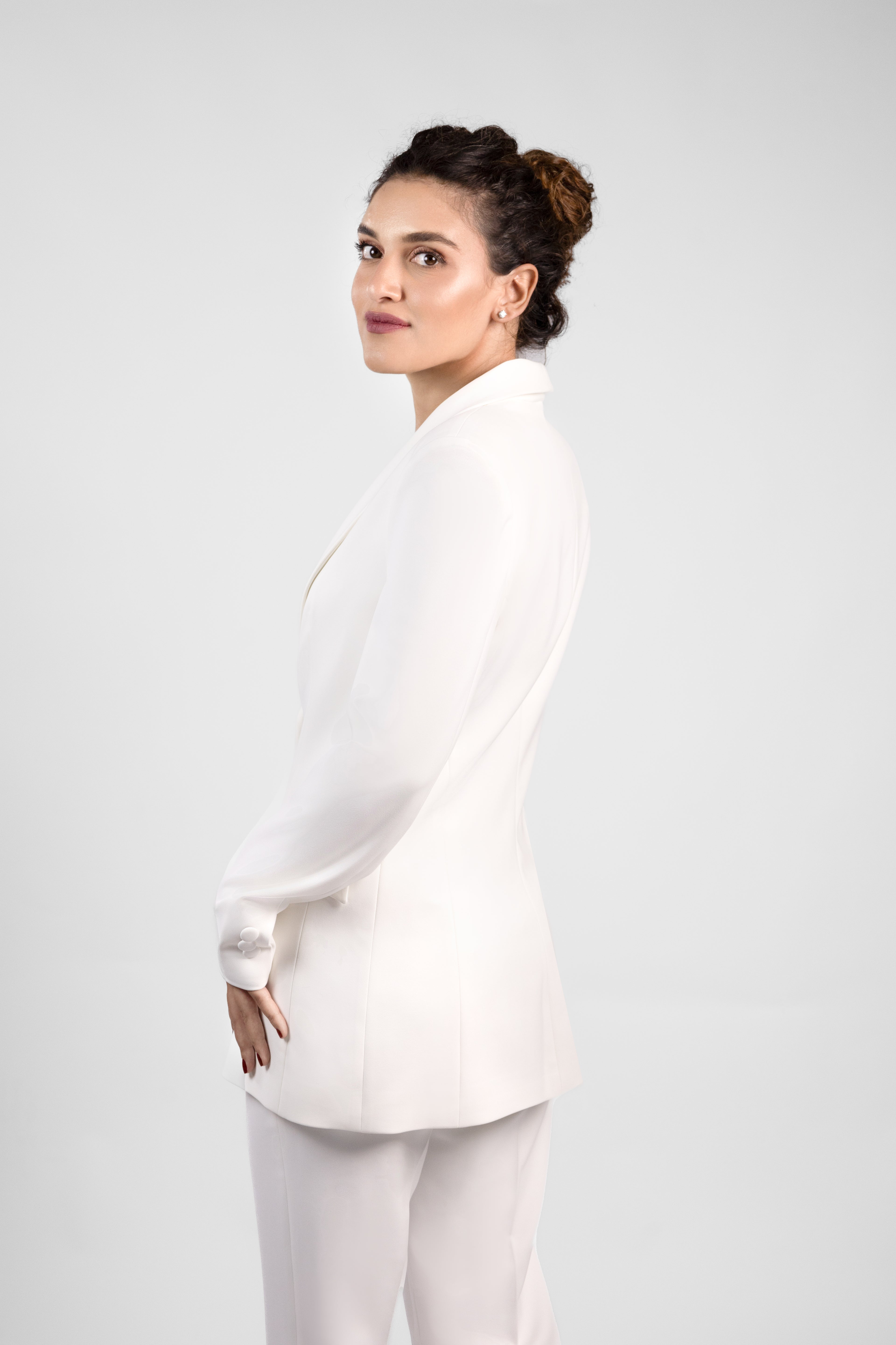 Elegant White Crepe Suit